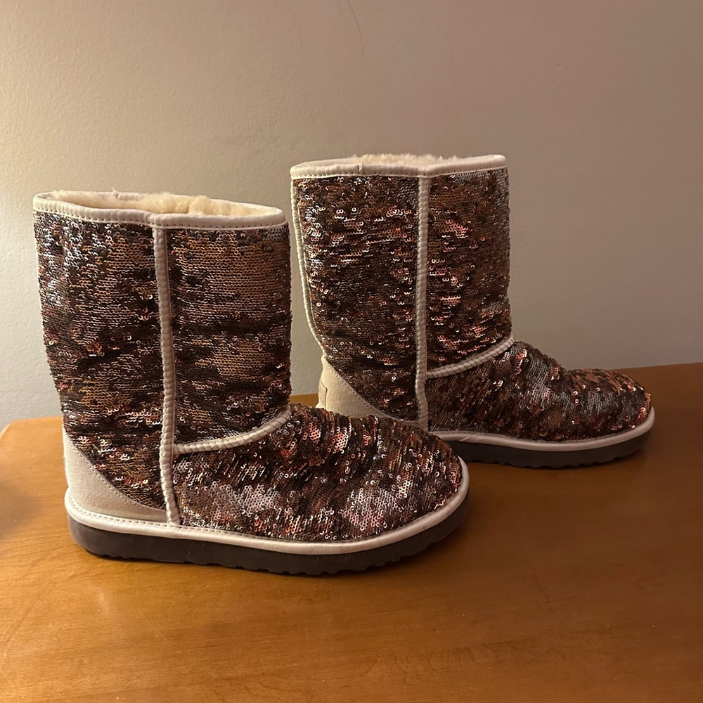 UGG Sparkling Sequin Boots with Faux Fur - Picture 2 of 7